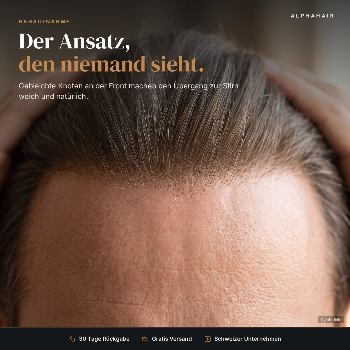 Natürlicher Haaransatz in Nahaufnahme