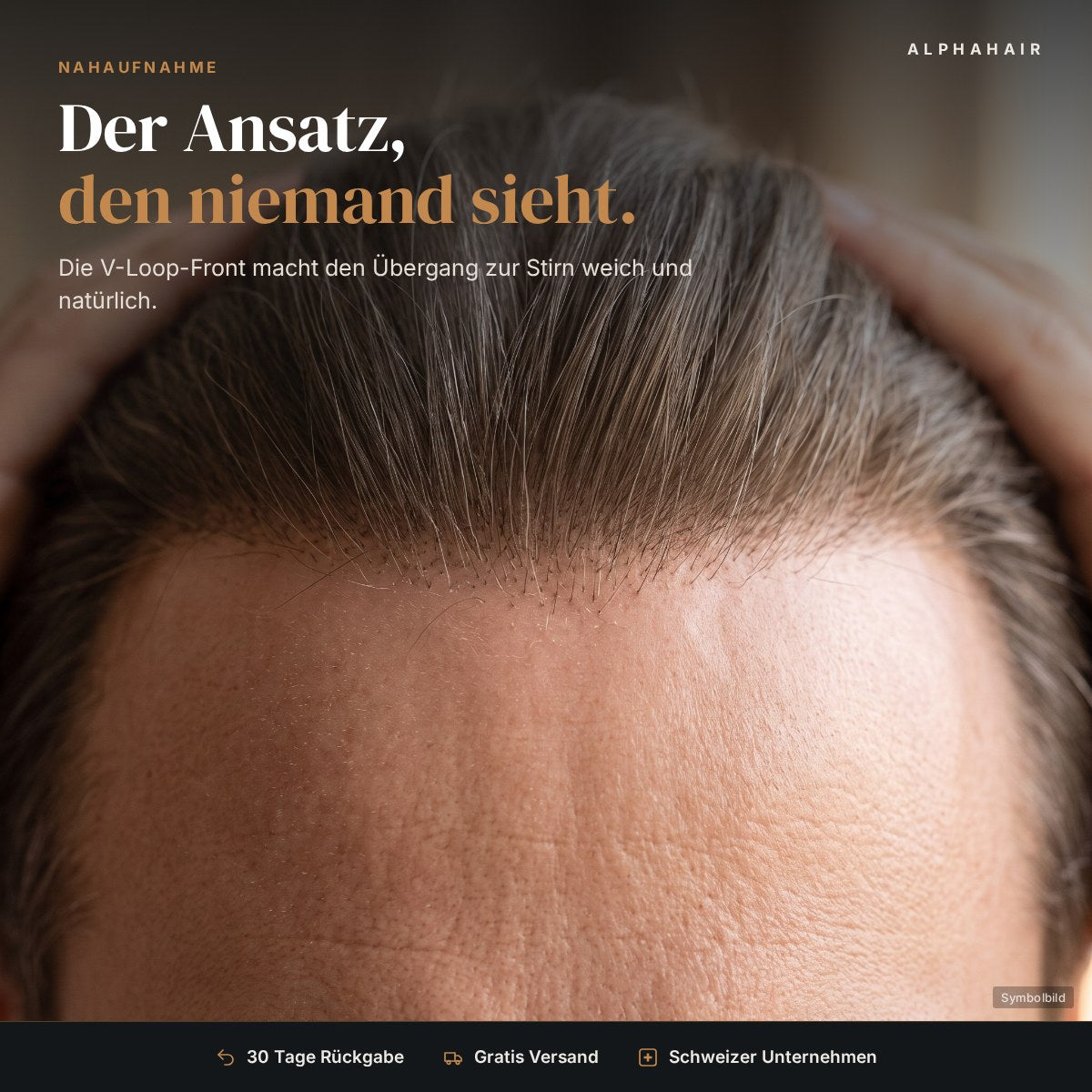 Natürlicher Haaransatz in Nahaufnahme