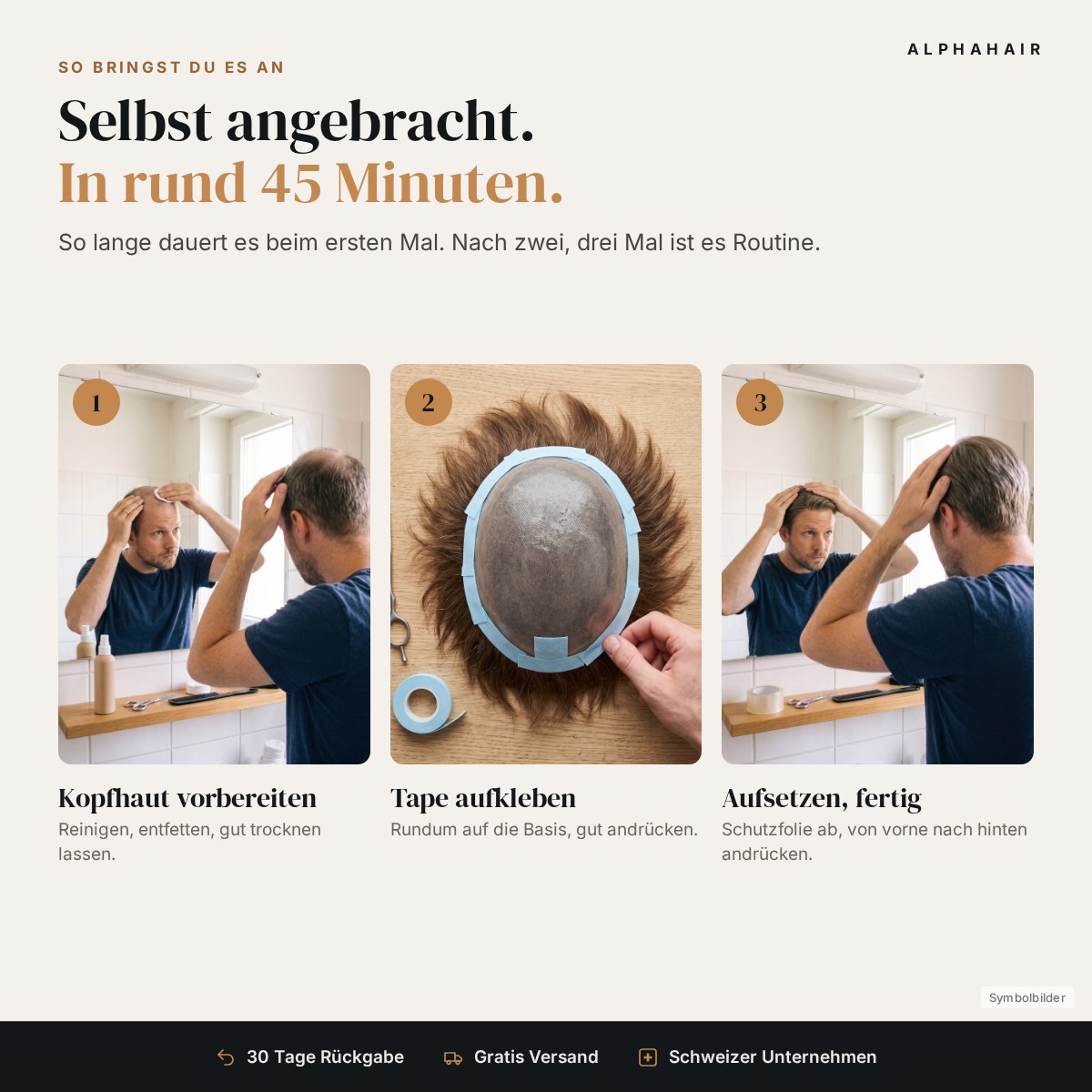 Haarsystem anbringen in 3 Schritten
